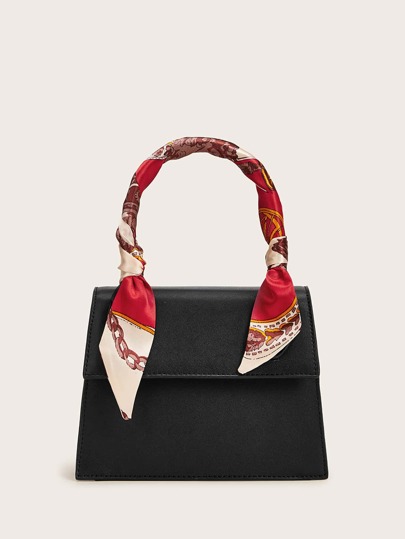 Twilly Scarf Decor Flap Satchel Bag