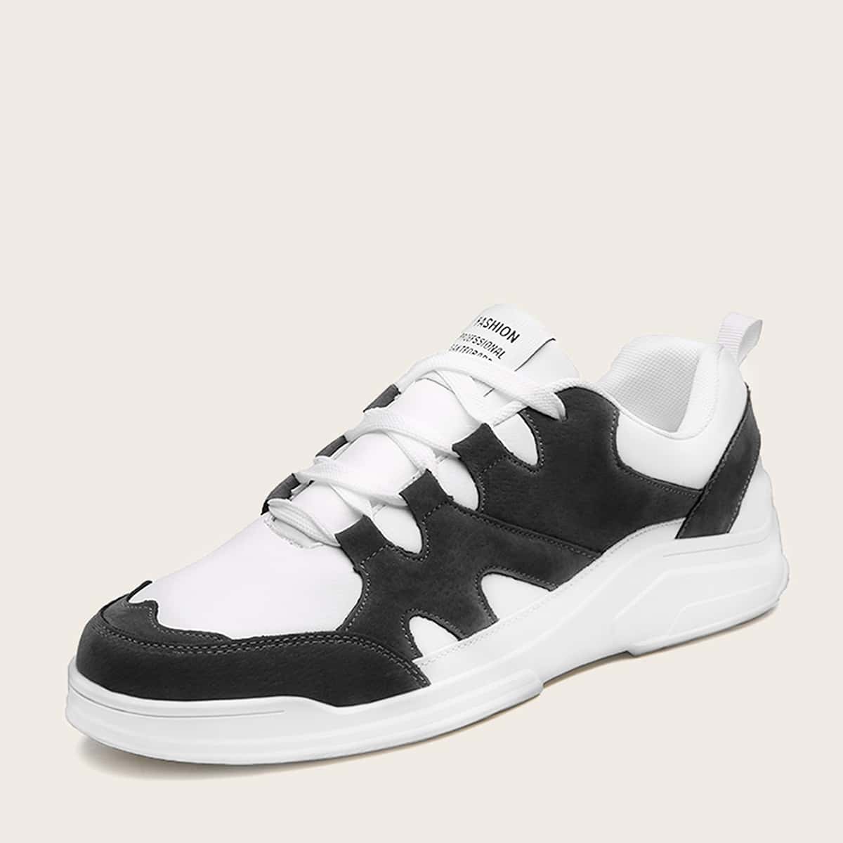 

Guys Two Tone Low Top Sneakers, Black and white