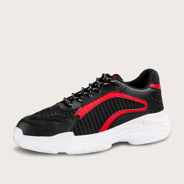 

Men Lace-up Front Chunky Sneakers, Black