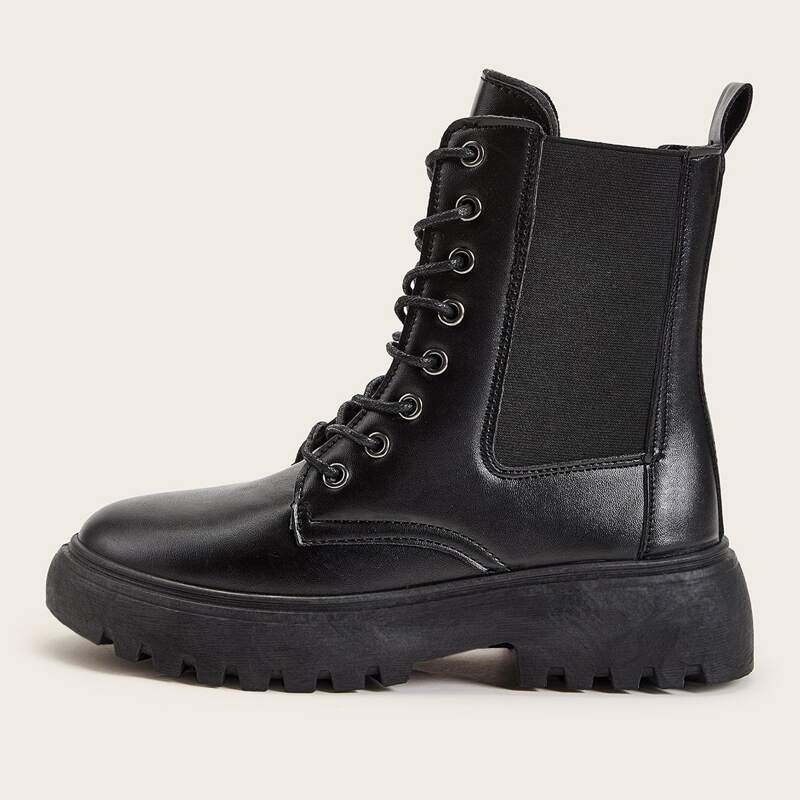 

Lace-up Front Chelsea Boots, Black
