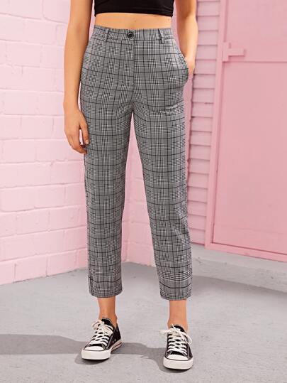 Pantalones tobilleros de cuadros