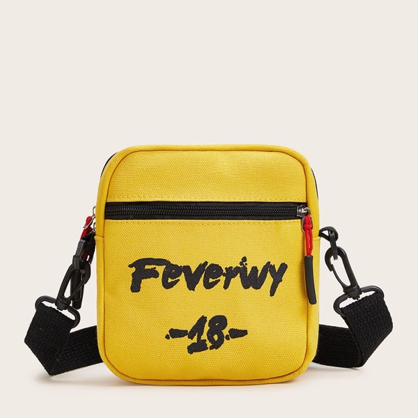 

Letter Graphic Canvas Crossbody Bag, Yellow