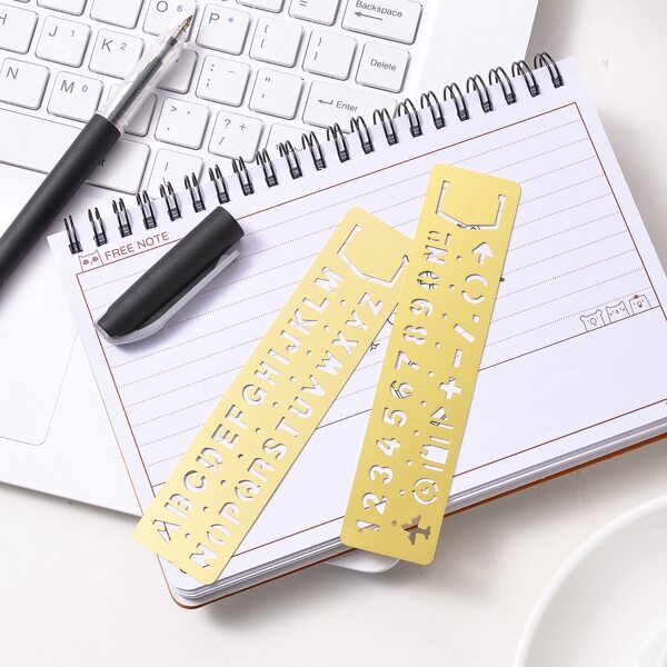 

1pc Alphabet & Number Hollow Metal Ruler
