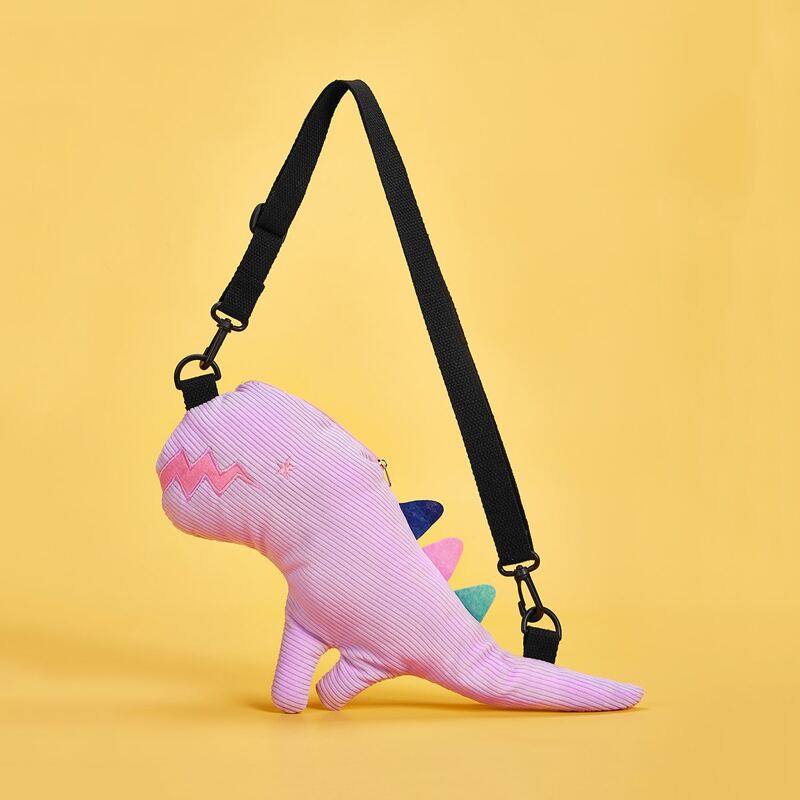 

Dinosaur Design Corduroy Crossbody Bag, Pink