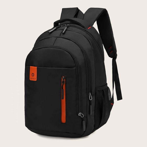 

Men Side Mesh Pocket Backpack, Black