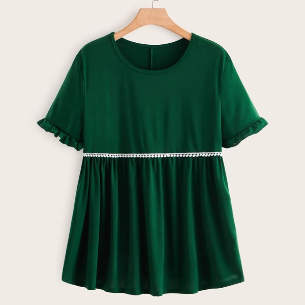 

Plus Frill Cuff Babydoll Tee, Green