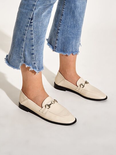 Metal Decor Flat Loafers