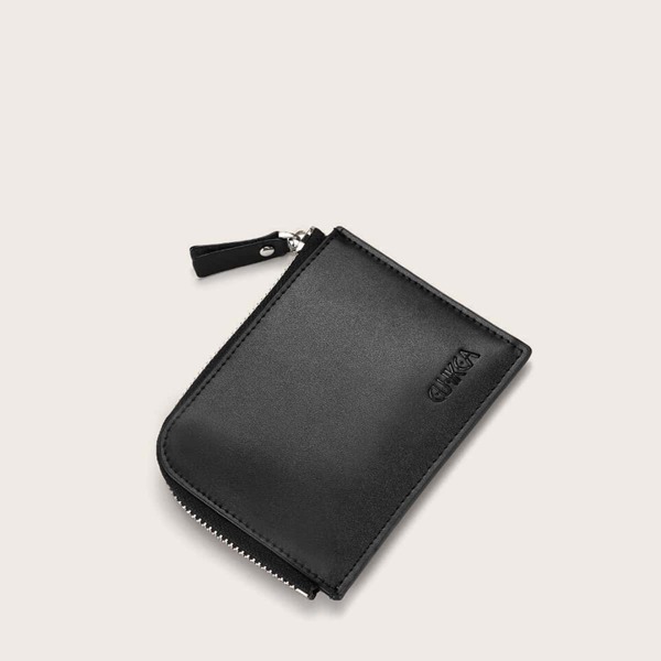 

Men Letter Graphic Zip Around Wallet, Black