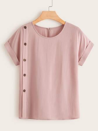 Blouse unicolore avec boutons