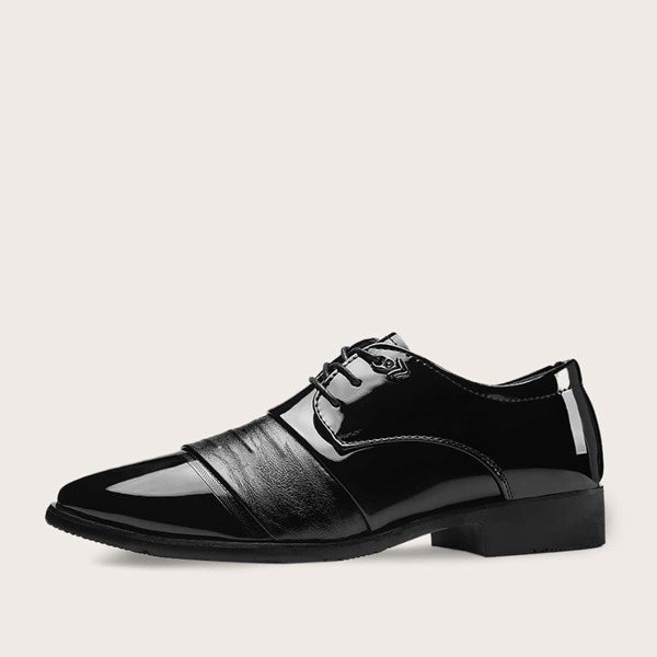 

Men Lace-up Front Patent Dress Shoes, Black