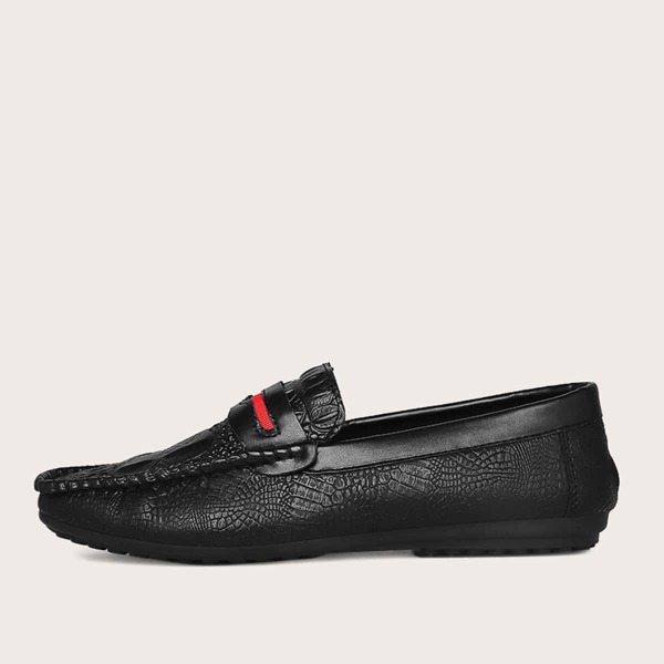 

Men Croc Embossed Slip On Loafers, Black