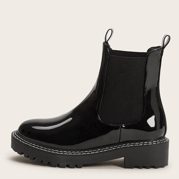 

Patent Wide Fit Chelsea Boots, Black