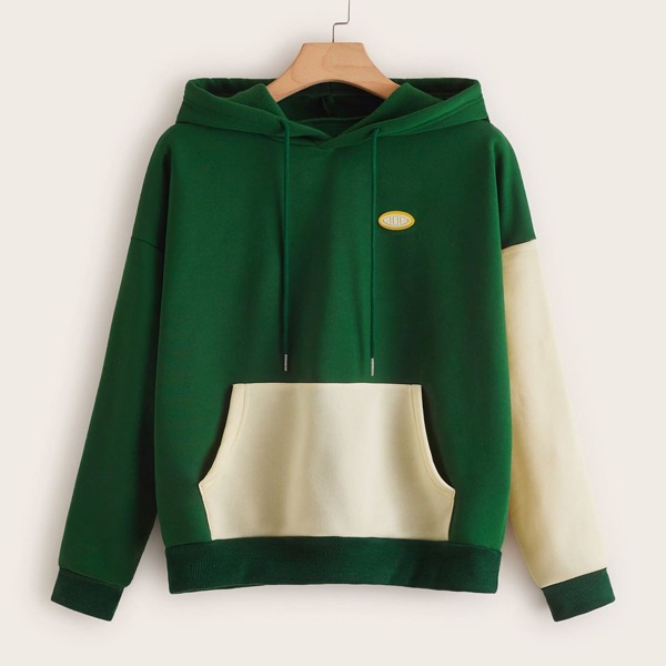 

Two Tone Kangaroo Pocket Hoodie, Green