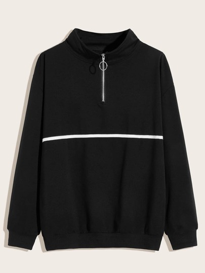 Men Half Placket O-Ring Zip Sweatshirt