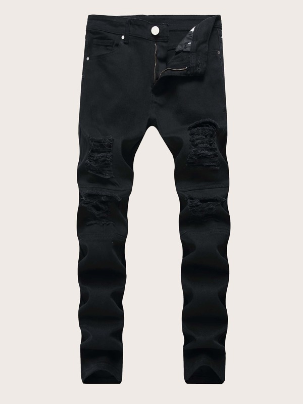 Manfinity EZcore Jeans sólidos rotos de hombres