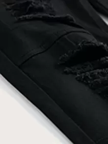 Manfinity Hypemode Men Ripped Solid Jeans - Black - View 4