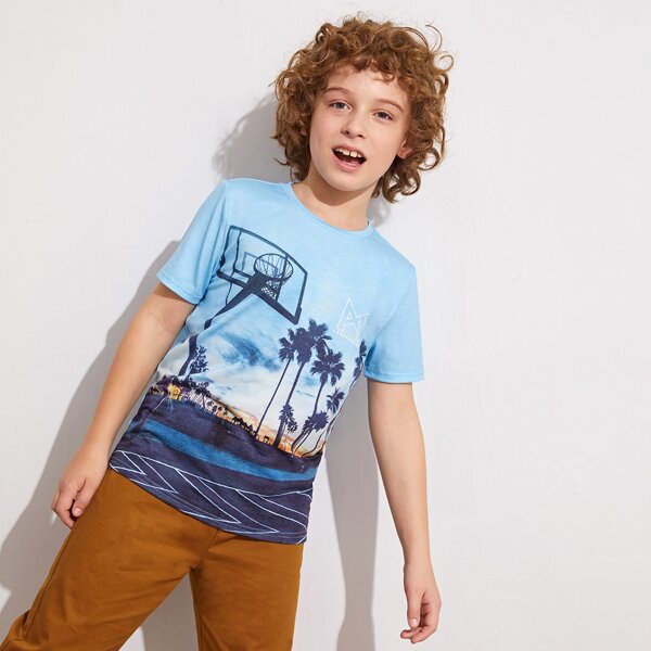 

Boys Landscape Print Tee, Blue