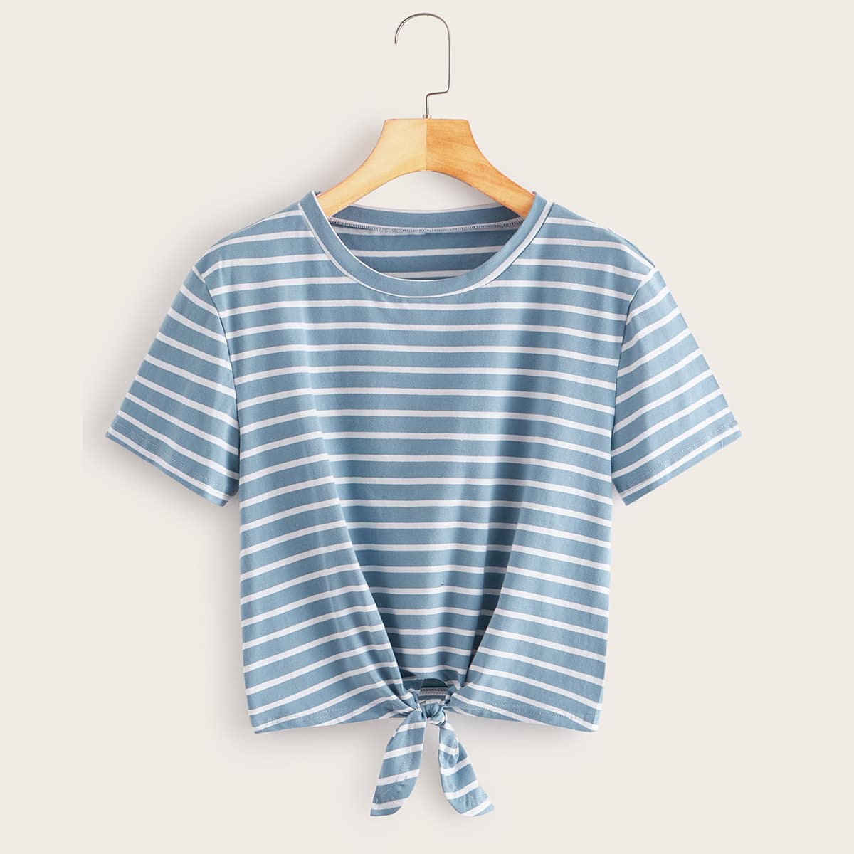 

Knot Front Striped Tee, Blue