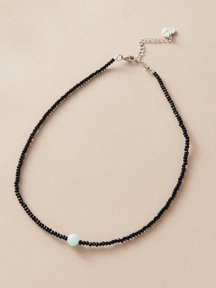 1pc Crystal Choker Necklace - Black - View 1