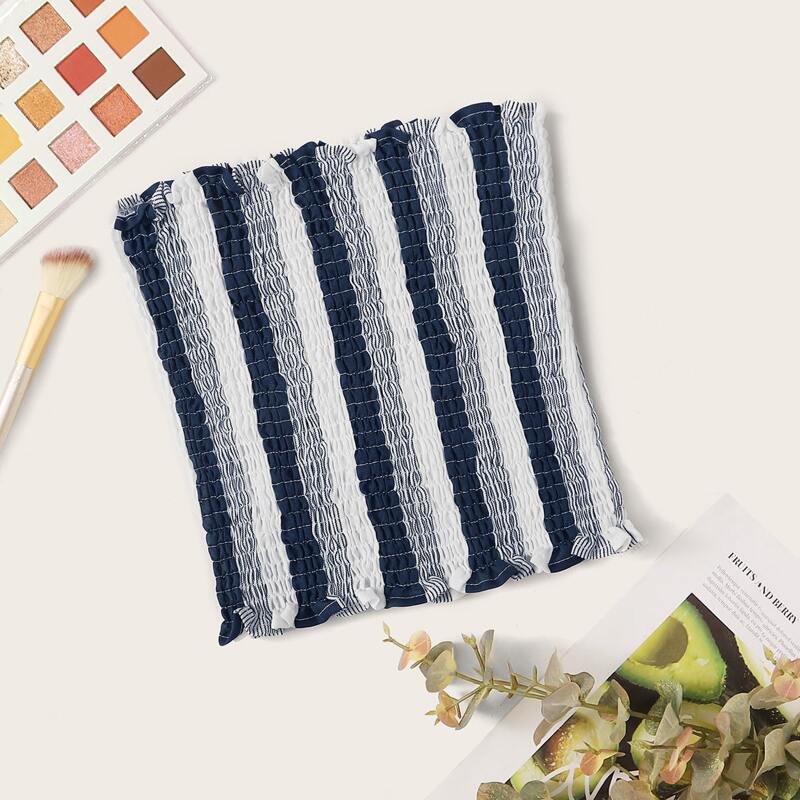 

Striped Shirred Bandeau Top, Multicolor
