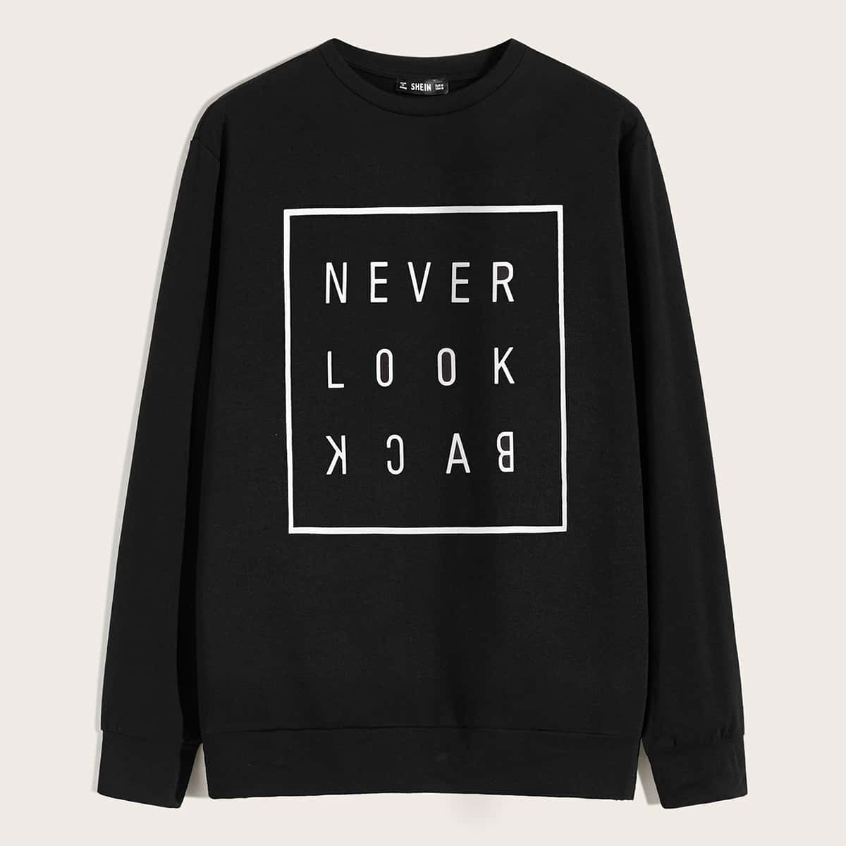 

Guys Slogan Graphic Pullover, Black