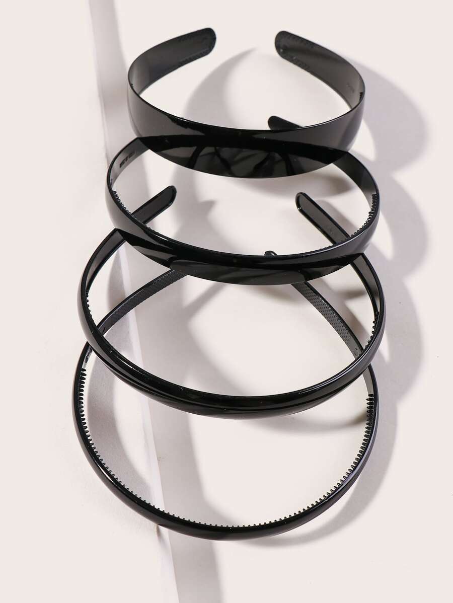4pcs Simple Hair Hoop - Black - View 1