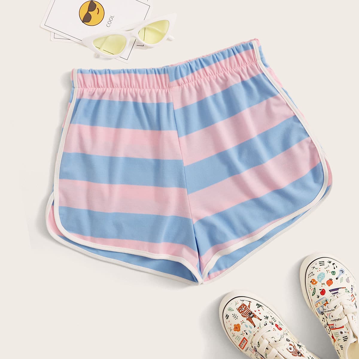 

Block Striped Dolphin Shorts, Multicolor