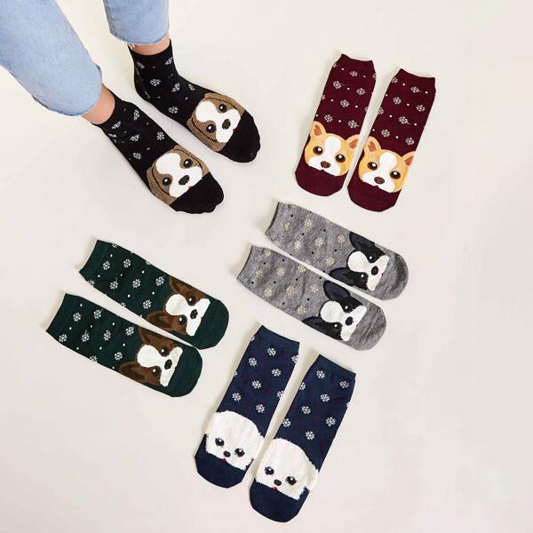 

5pairs Cartoon Graphic Socks, Multicolor