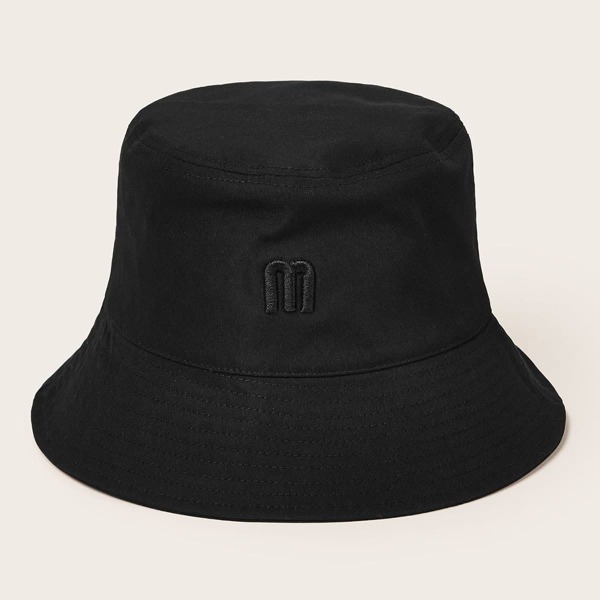

Letter Embroidery Bucket Hat, Black