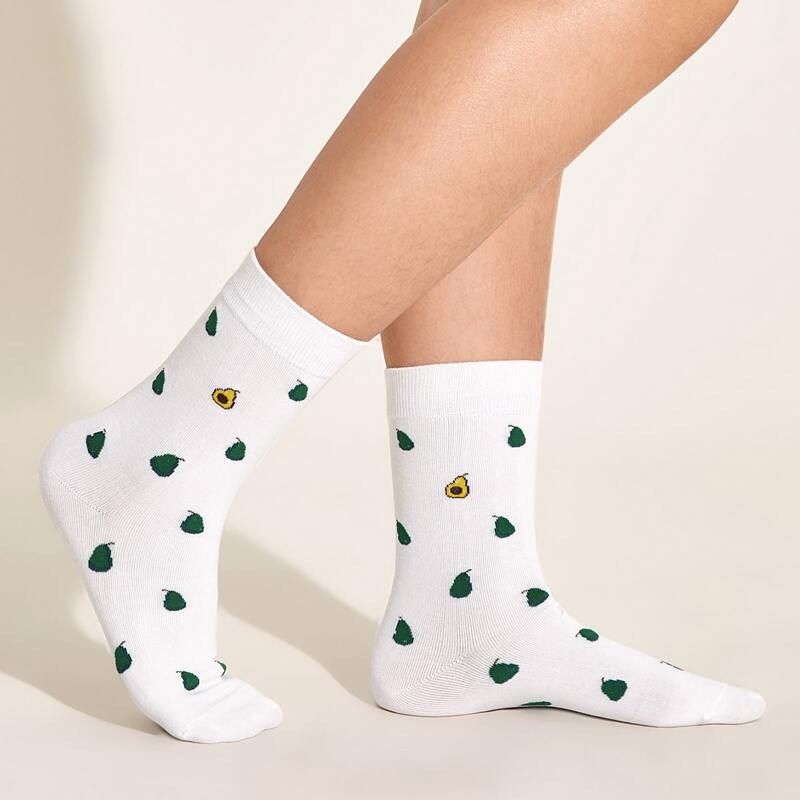 

1pair Fruit Pattern Socks, White