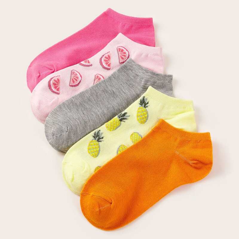 

5pairs Fruit Pattern Ankle Socks, Multicolor