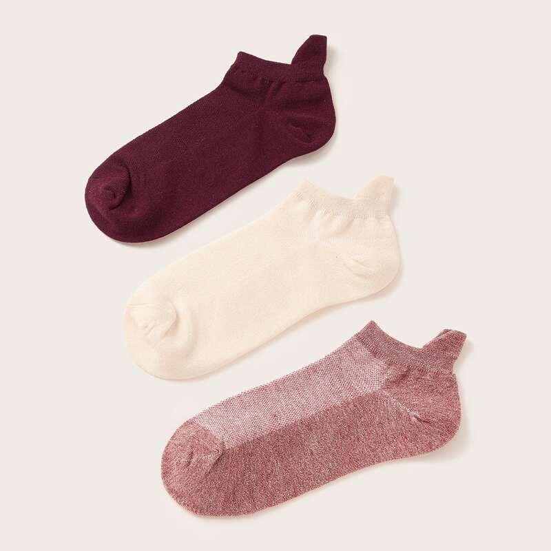 

3pairs Simple Ankle Socks, Multicolor