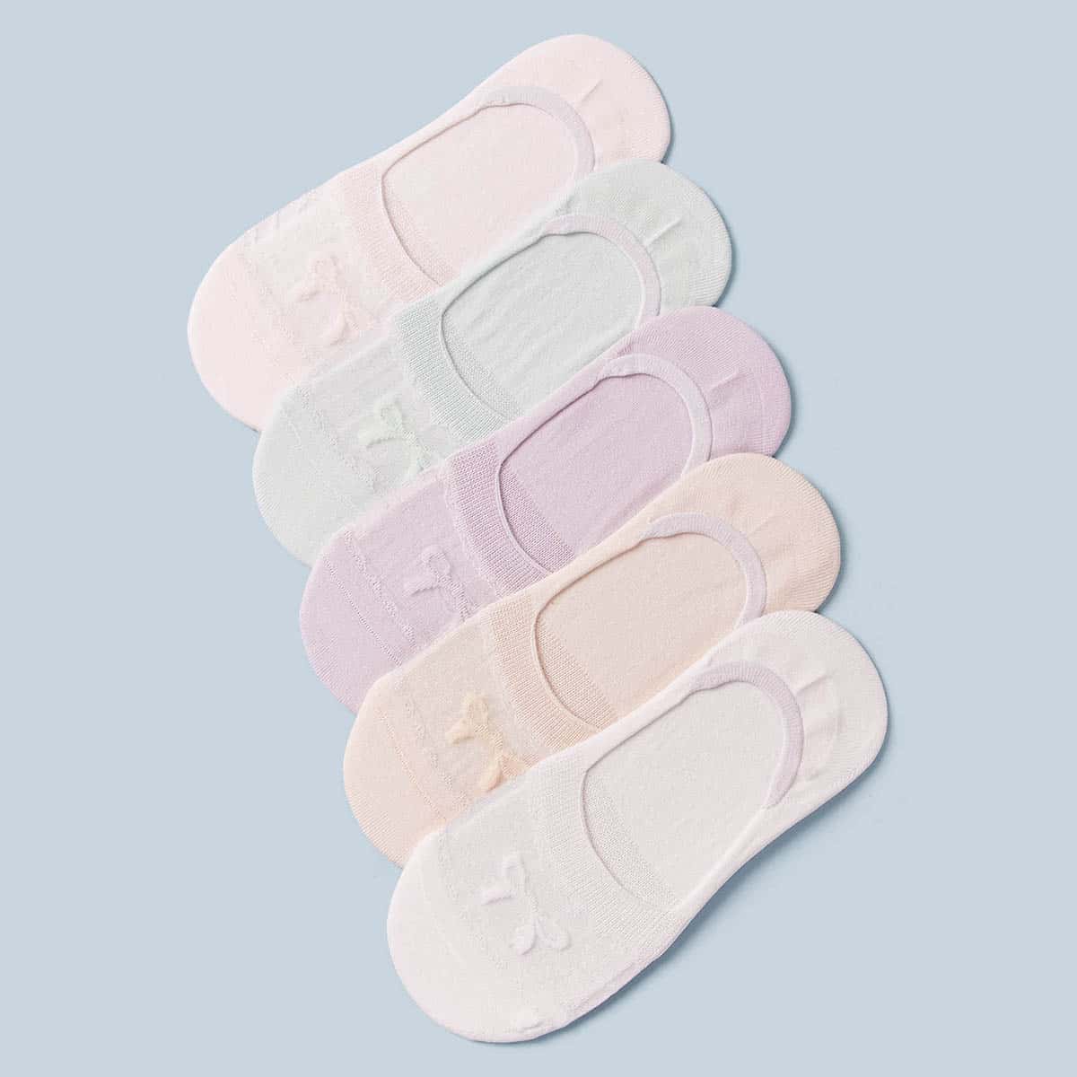

5pairs Bow Knot Pattern Invisible Socks, Multicolor