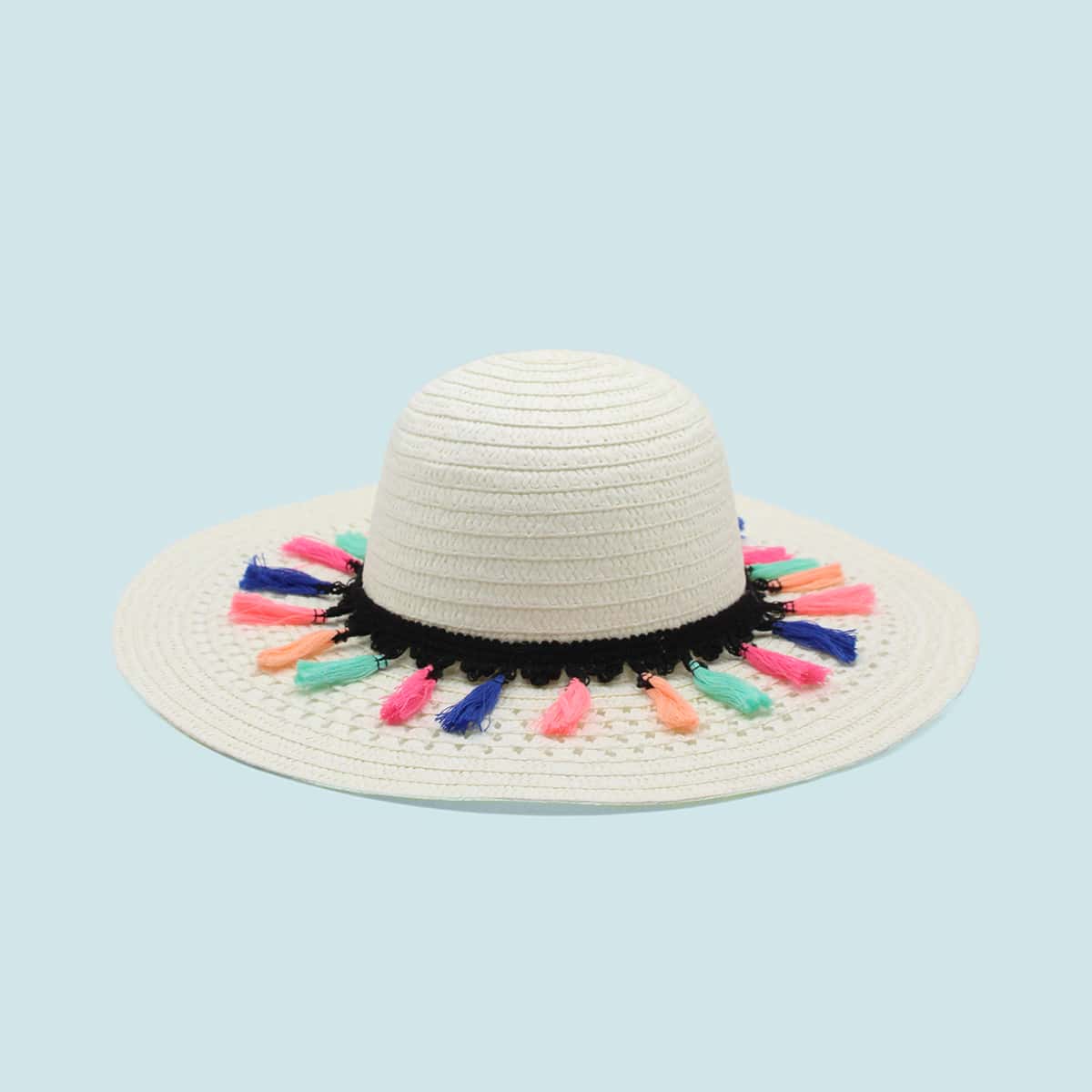 

Tassel Decor Straw Hat, Beige