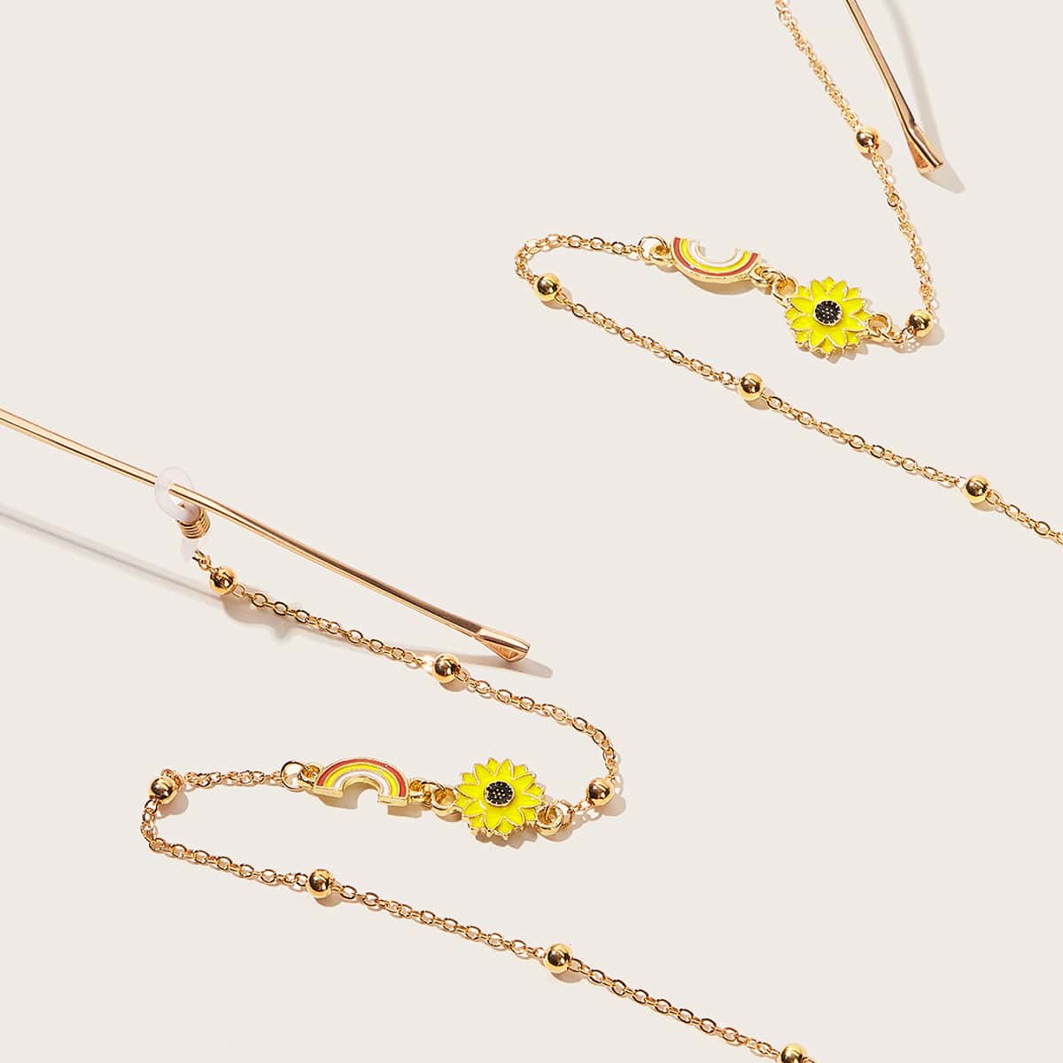 

Rainbow & Flower Decor Glasses Chain, Gold