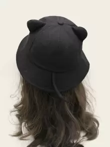 Solid Cat Ear Decor Bucket Hat Cute Winter Fall