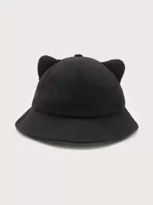 Solid Cat Ear Decor Bucket Hat Cute Winter Fall