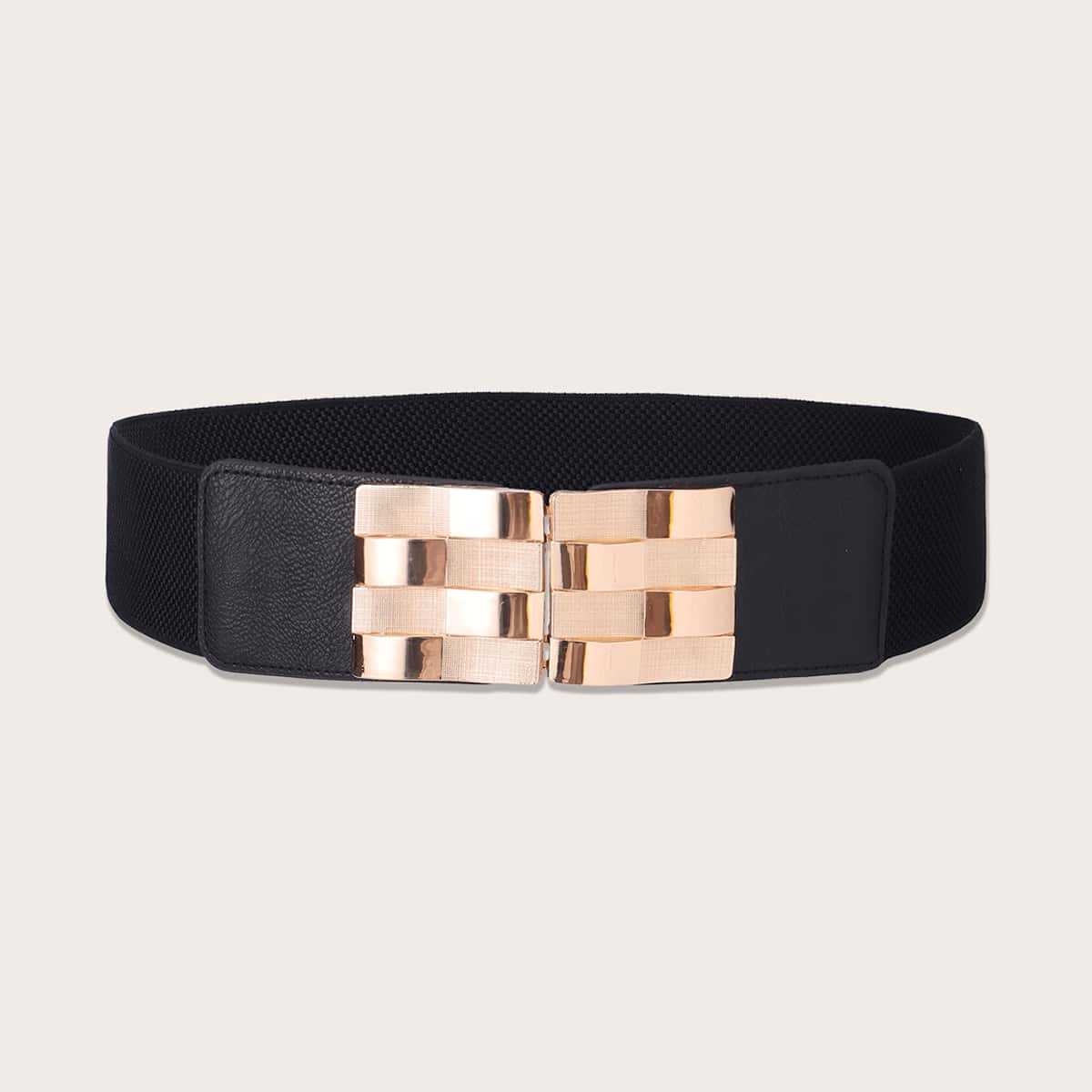 

Metal Buckle Wide Belt, Black