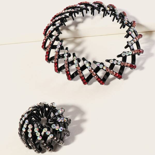 

2pcs Rhinestone Engraved Hair Accessories, Multicolor