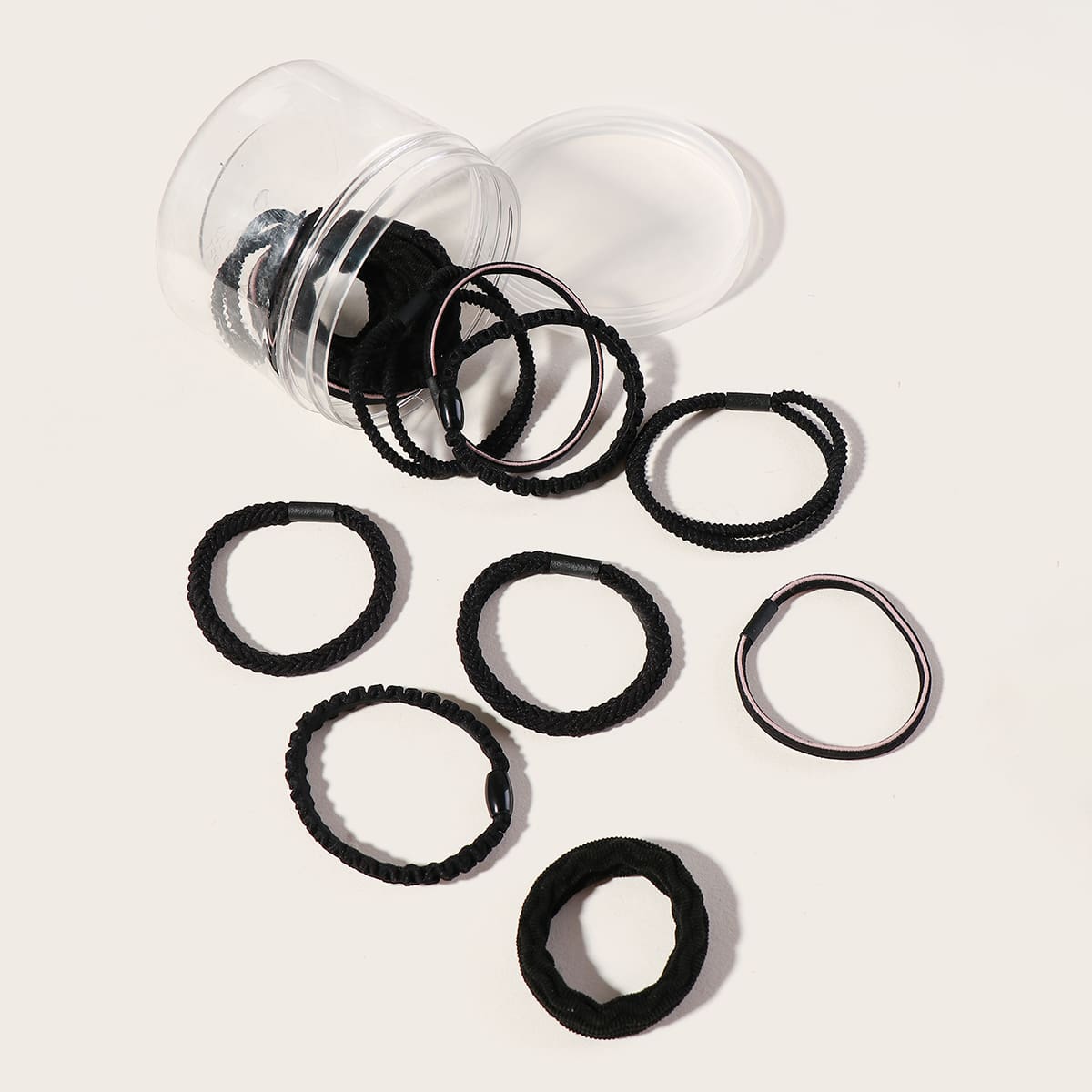 

15pcs Bead Decor Hair Tie, Black