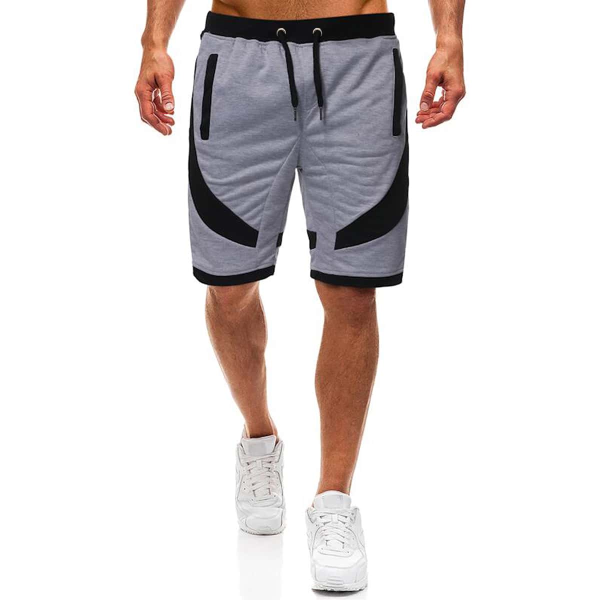 

Guys Contrast Panel Drawstring Athletic Shorts, Grey