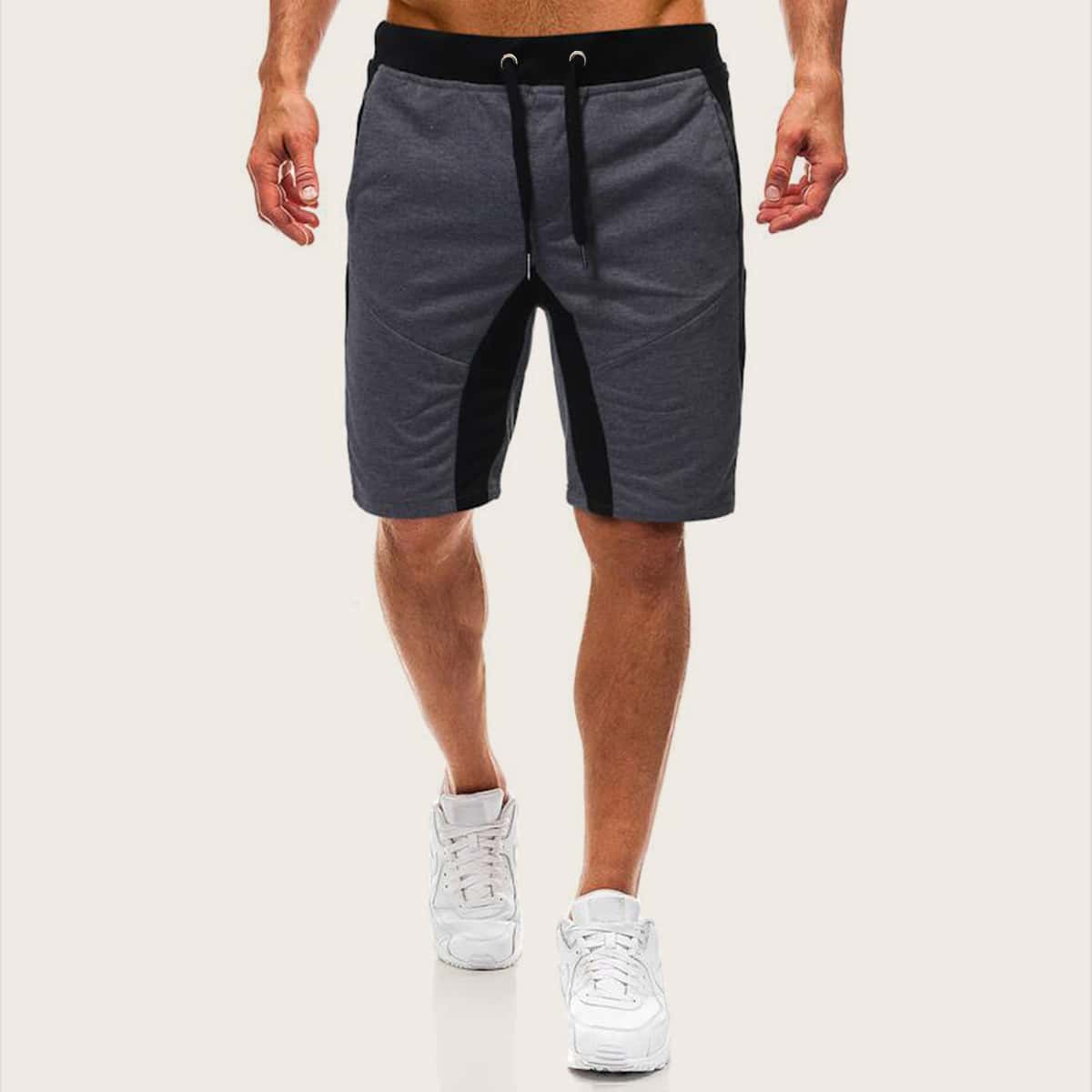 

Guys Contrast Panel Drawstring Track Shorts, Grey