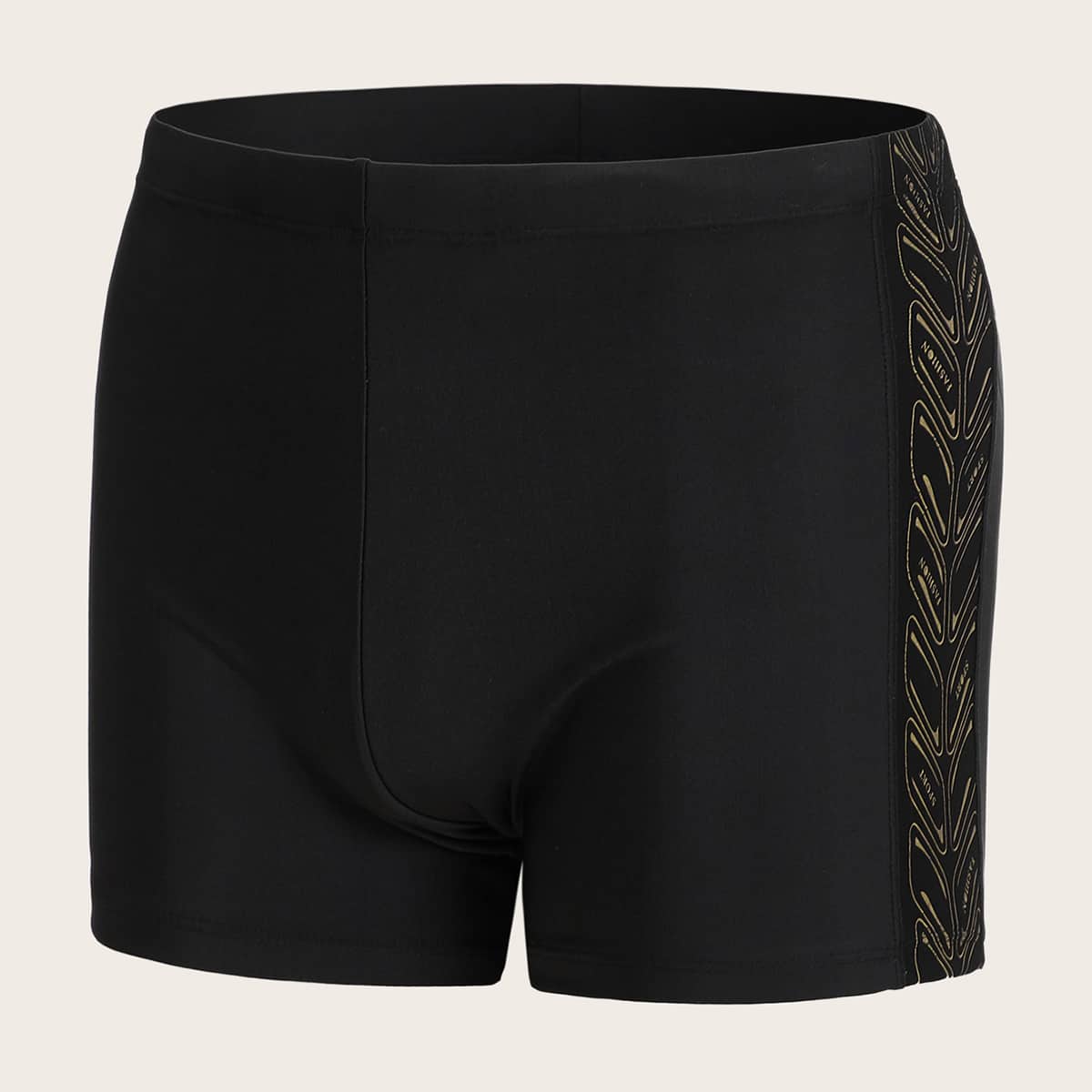 

Guys Letter Graphic Square Leg Swim Trunks, Black