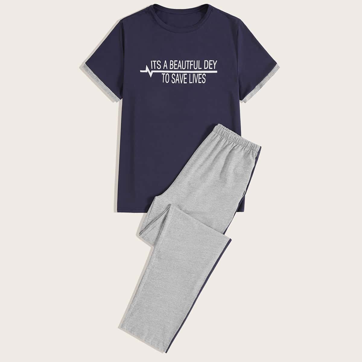 

Guys Letter Graphic PJ Set, Multicolor