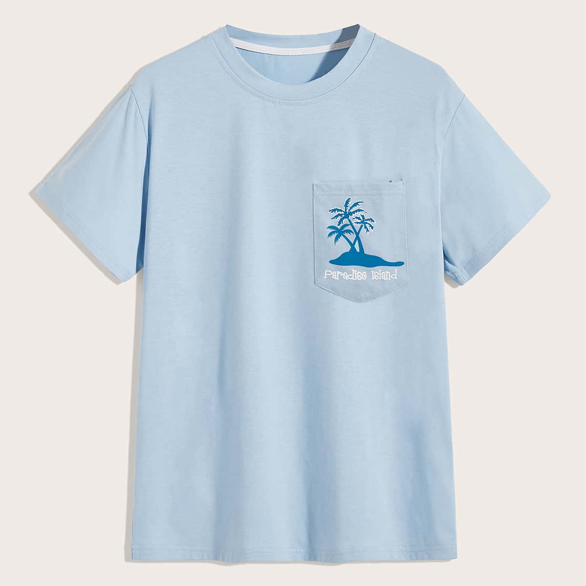

Guys Letter & Coconut Tree Print Tee, Blue pastel
