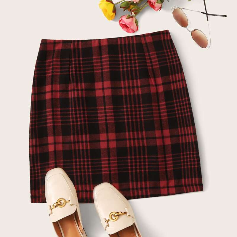 

Zip Back Plaid Mini Skirt, Multicolor