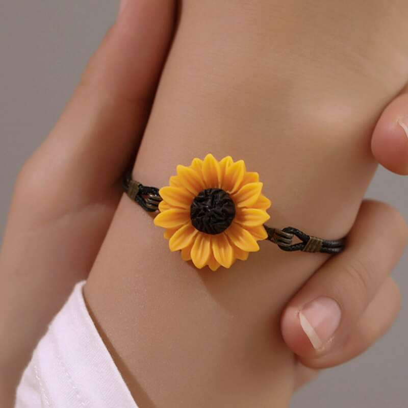 

1pc Sunflower Decor String Bracelet, Multicolor