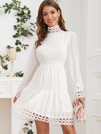 Zip Back Ruffle Hem Dress