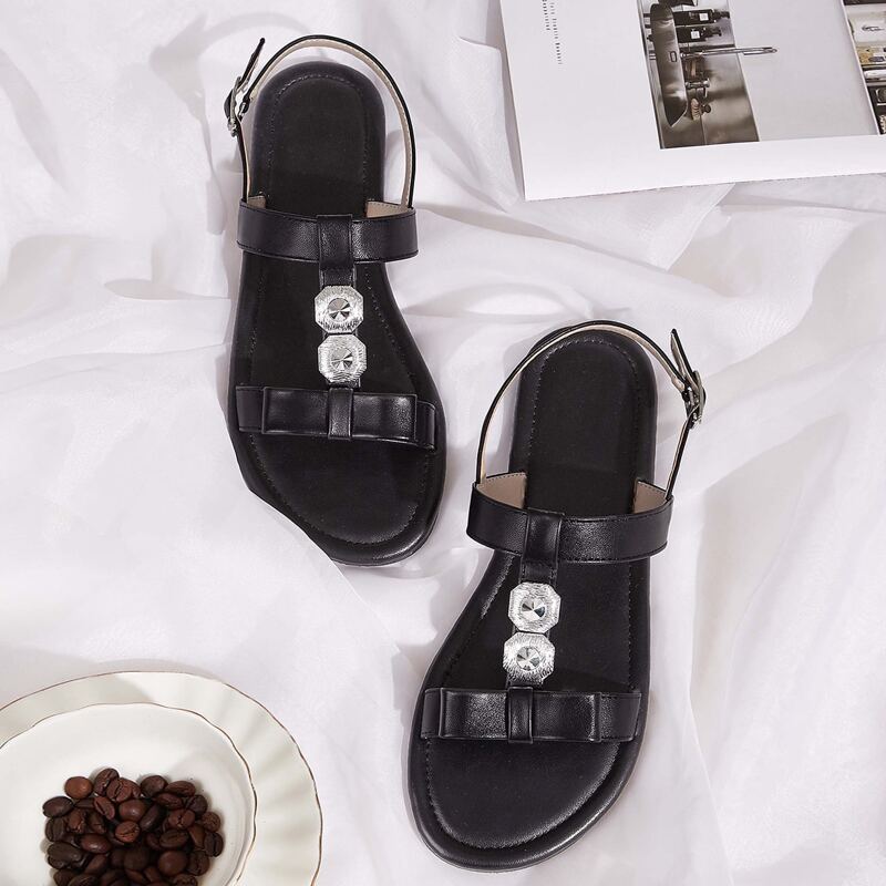 

Bow Decor Slingback Sandals, Black