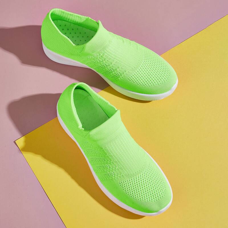 

Neon Slip On Wide Fit Sneakers, Green bright